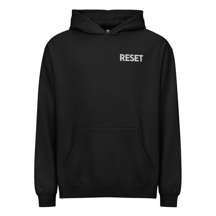 RESET White Embroidered Logo Hoodie