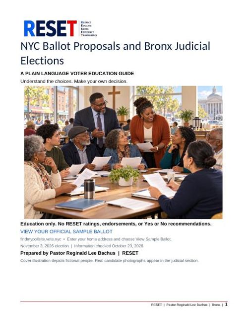 NYC Ballot Proposals and Bronx Judicial Elections guide cover